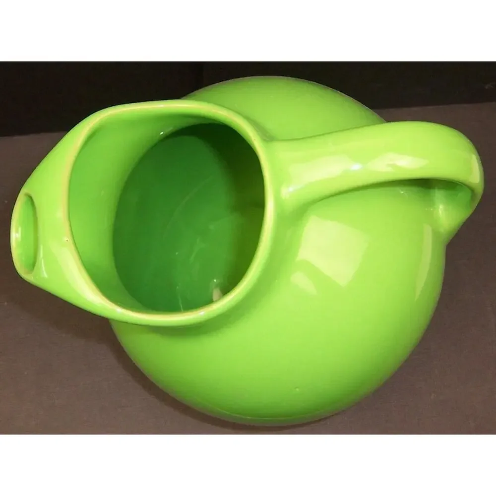 Vintage Hall China Chartreuse Green Tilted Ball Pitcher Ice Lip Model 633 USA